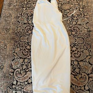 Misha Collection one shoulder dress with with back slit.